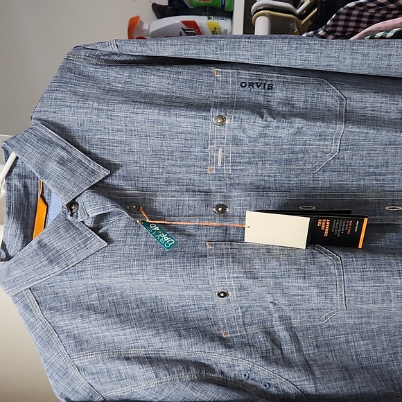 ORVIS DENIM COLORED PERFORMANCE FISHING SHIRT - Picture 2 of 3